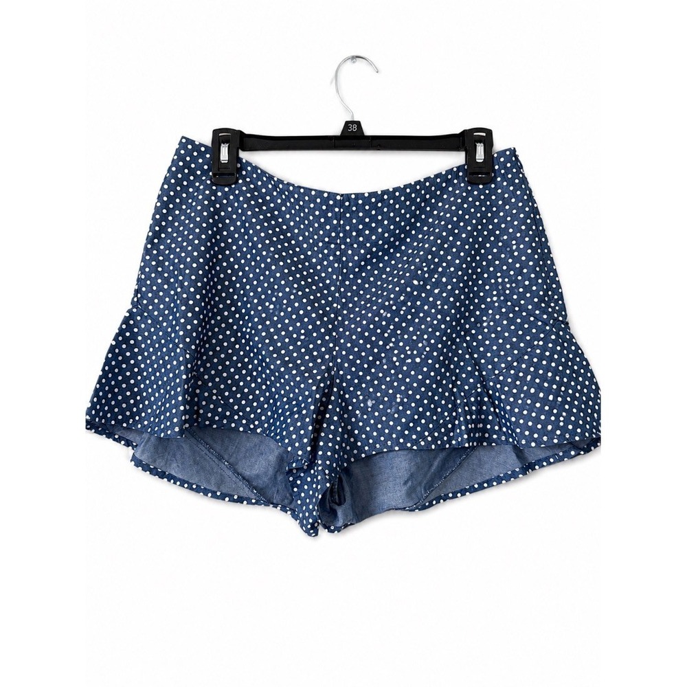 Promesa USA Womens Blue Polka Dot 100% Tencel Ruffle Hem Shorts Size M